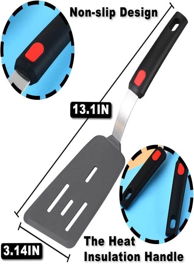 Trifecta Kitchen Silicone Turner Wide Pancake Spatula Pizza Peel Kitchen Utensil Nonstick Cookware Kitchen Flipper for Cooking and Baking((N) Pack of 1) - Image 2